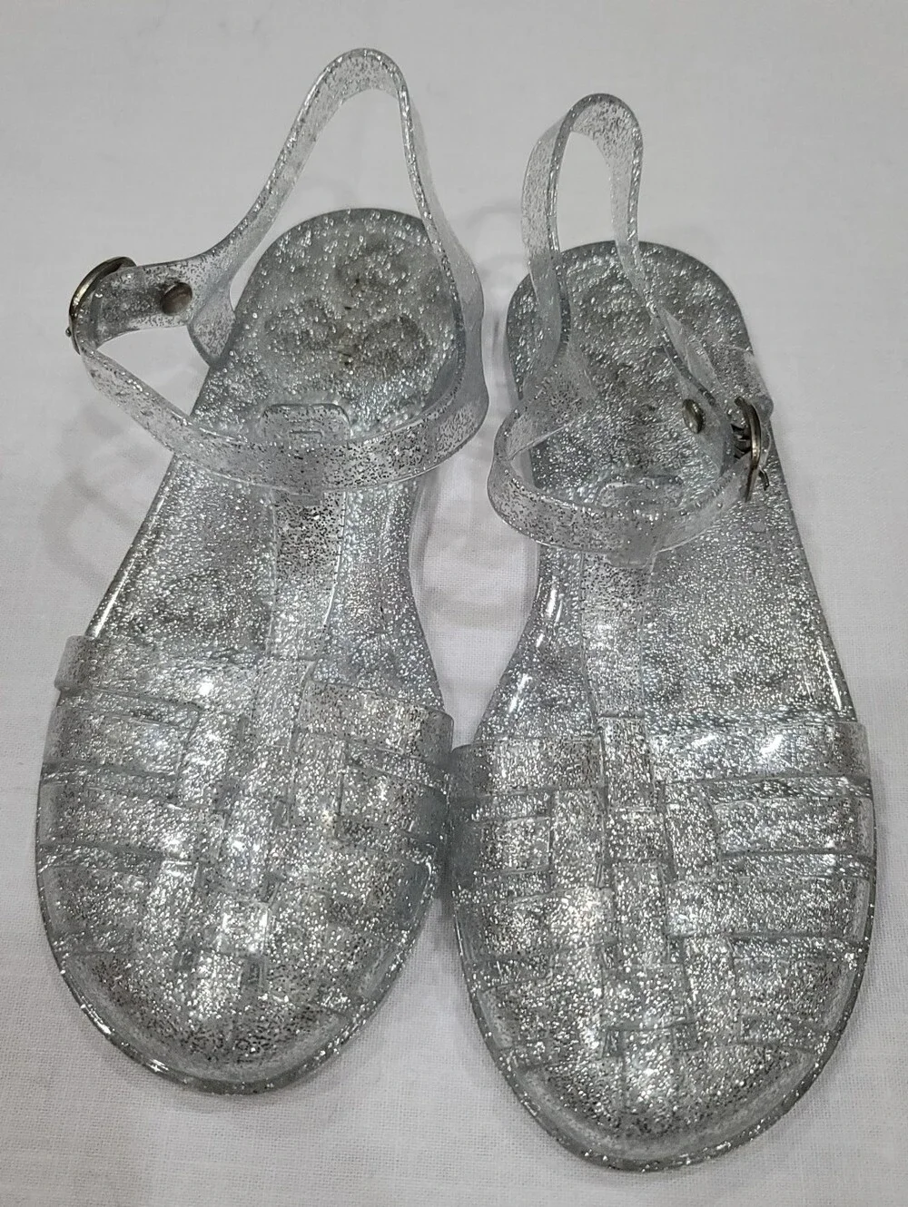 Silver Glitter Jelly Sandals 2Y